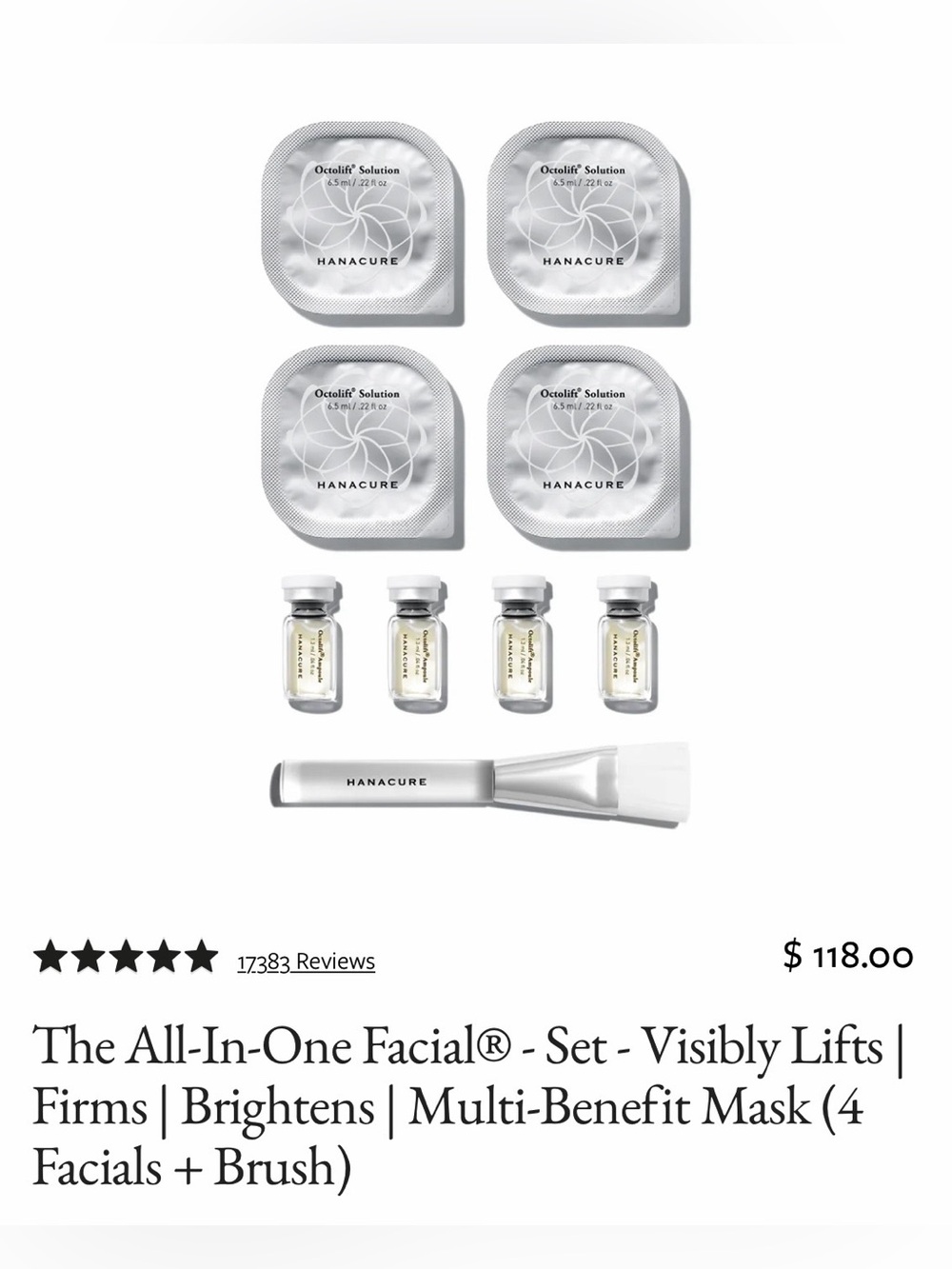 Hanacure/All-In-One-Facial Set/4 complete facials/NEW! NIB! SEALED!